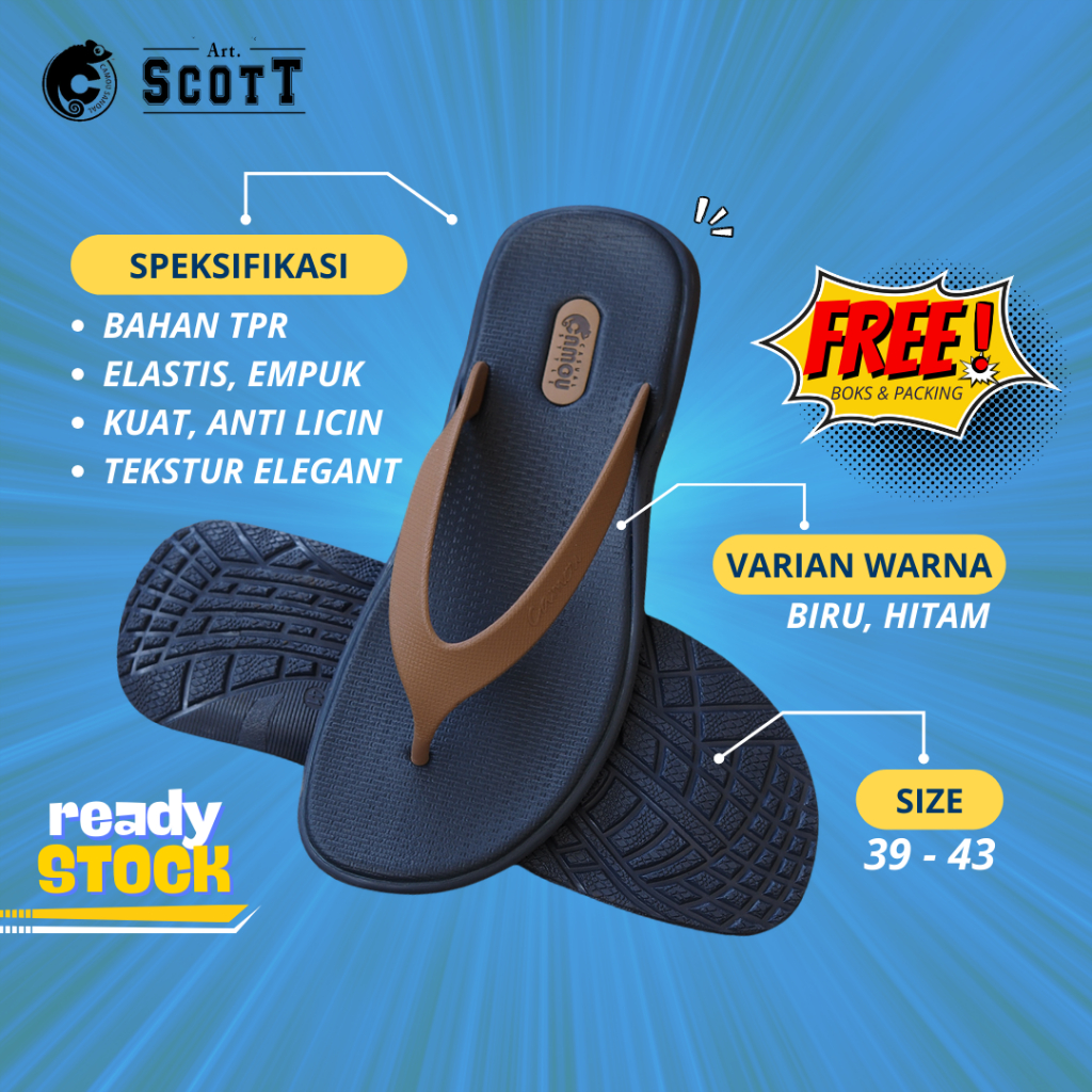 Sandal Pria CAMOU Scott Jepit Karet