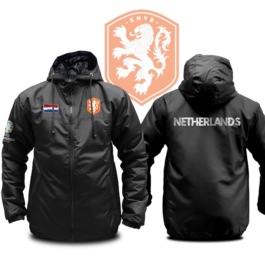 Jaket Timnas Belanda Netherland Oranje Jaket Pria Bola Euro 2024 Parasut Semi WF