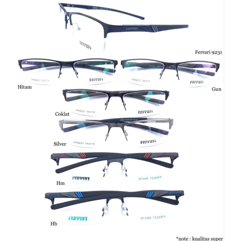 frame kacamata sport pria ferrari 2931 half frame