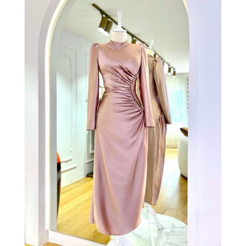 Long Dress Drapery Satin Hijab/non Hijab