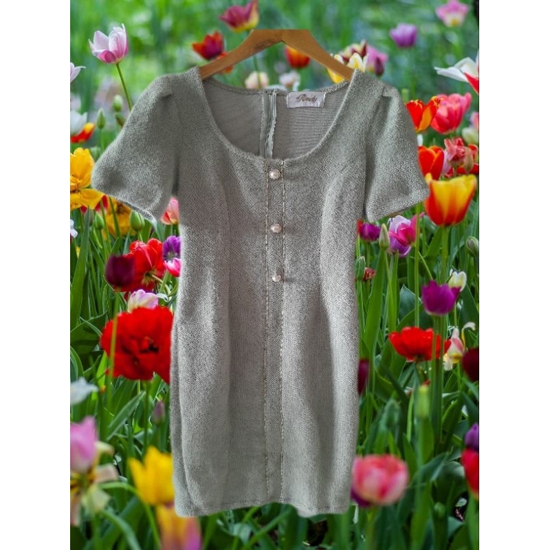 Dress press body korean look fuzzy halus