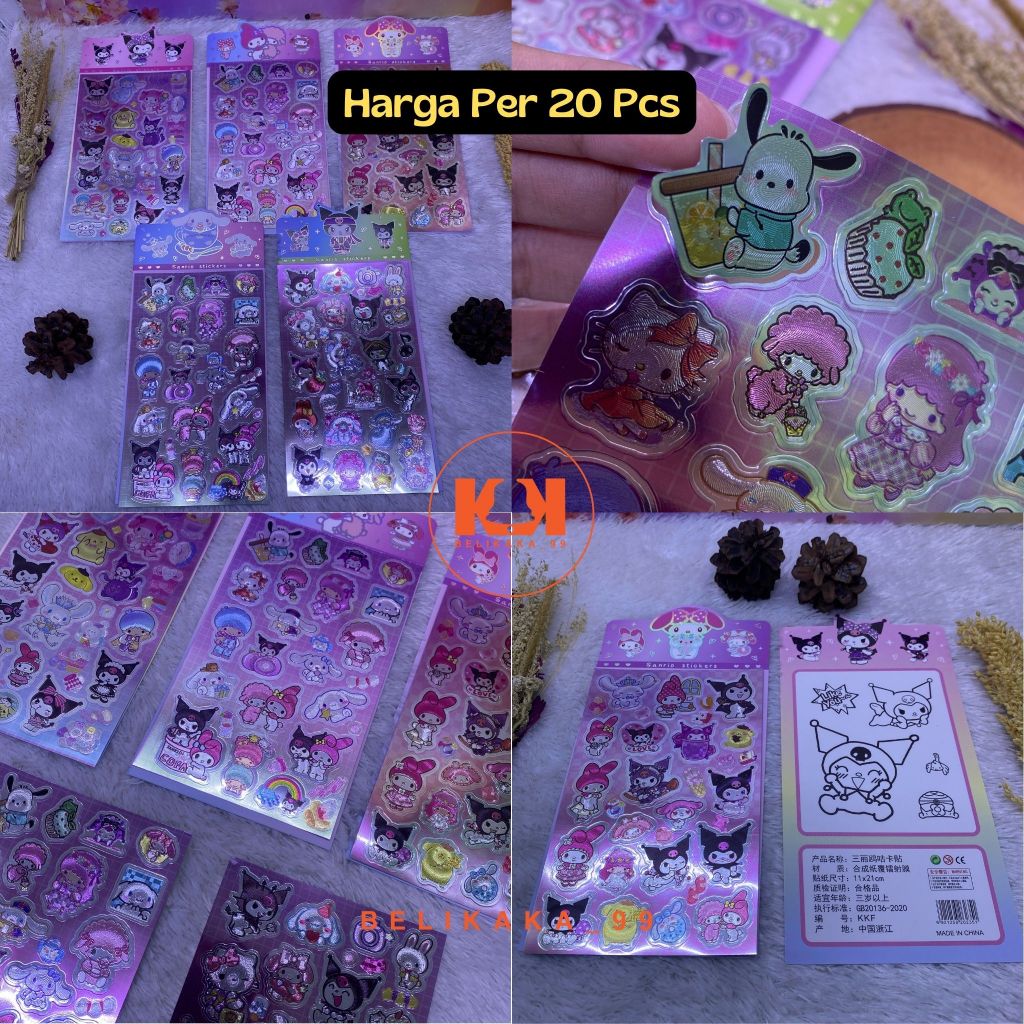 

(20 PCS) STICKER HOLOGRAM + MEWARNAI MOTIF SANRIO MELODY KUROMI / MAINAN ANAK STIKER HOLOGRAM SANRIO