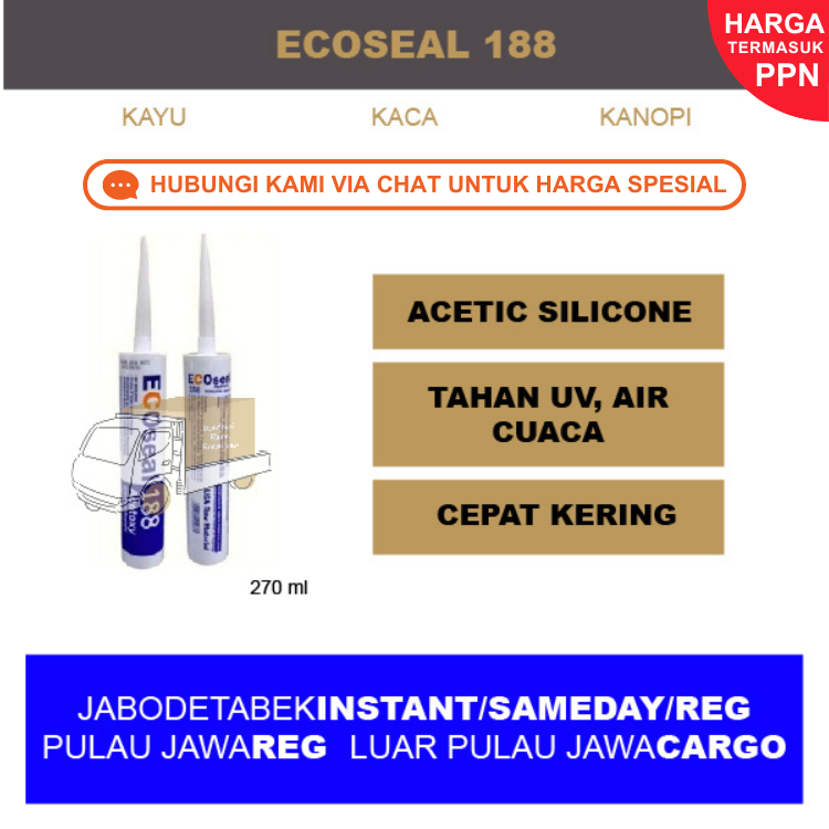 Ecoseal 188 Acetoxy Accetic Silicone sealant 270 ml Sealant Kaca Kanopi Kayu Peti Mati