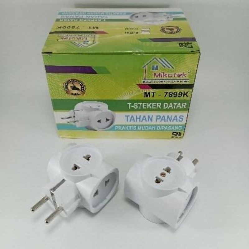 - Steker T Multi Mikotek / Steker T Datar 4 Lubang Colokan MT-7899K SNI
