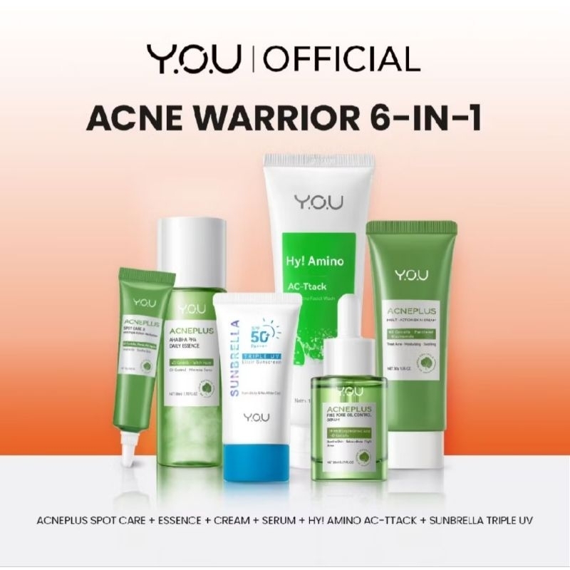 ACNE WARIOR 6 In 1 YOU ACNE PLUS SKIN CREAM | ESSENCE | SERUM | HY AMINO | SPOTCARE | SUNBRELLA SPF 