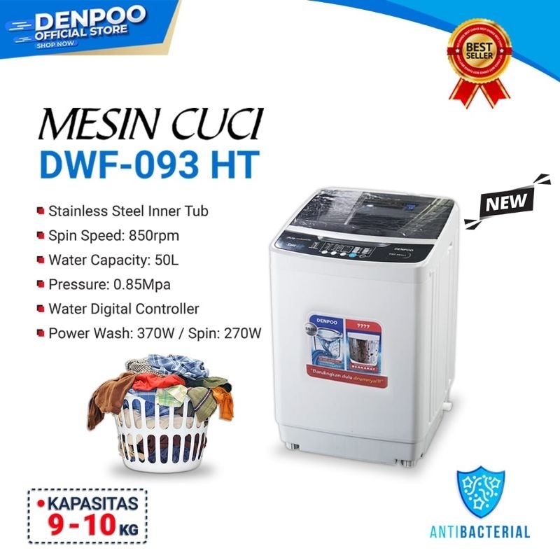 Mesin Cuci Denpoo 1Tabung Otomatis 9-10Kg -DWF 093HT