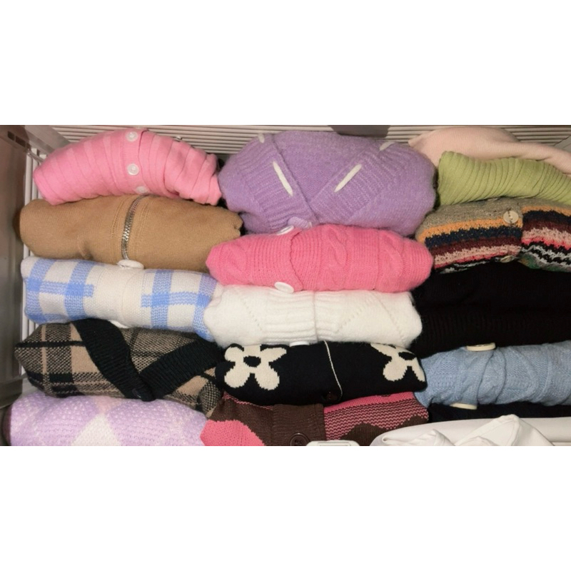 CARDIGAN RAJUT GEMOY CROP - CARDI RAJUT KNIT TEBEL PREMIUM (THRIFT)