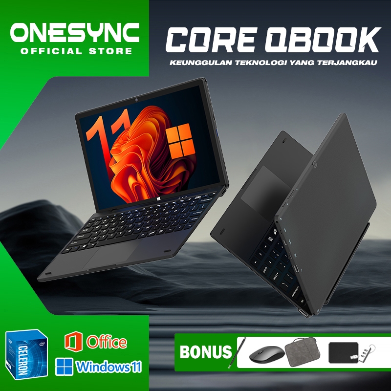 ONESYNC Tablet 2in1 10 "Windows 10 Layar Sentuh Laptop FHD IPS Prosesor Intel Quad Core RAM 16GB/SSD