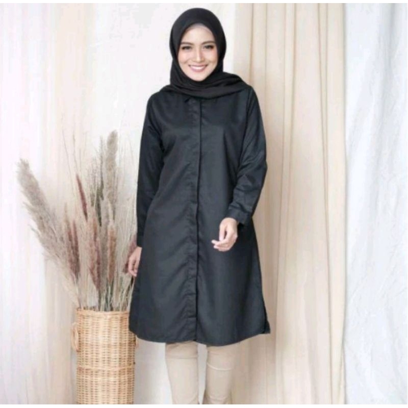 TUNIK HITAM POLOS BAHAN KATUN TOYOBO