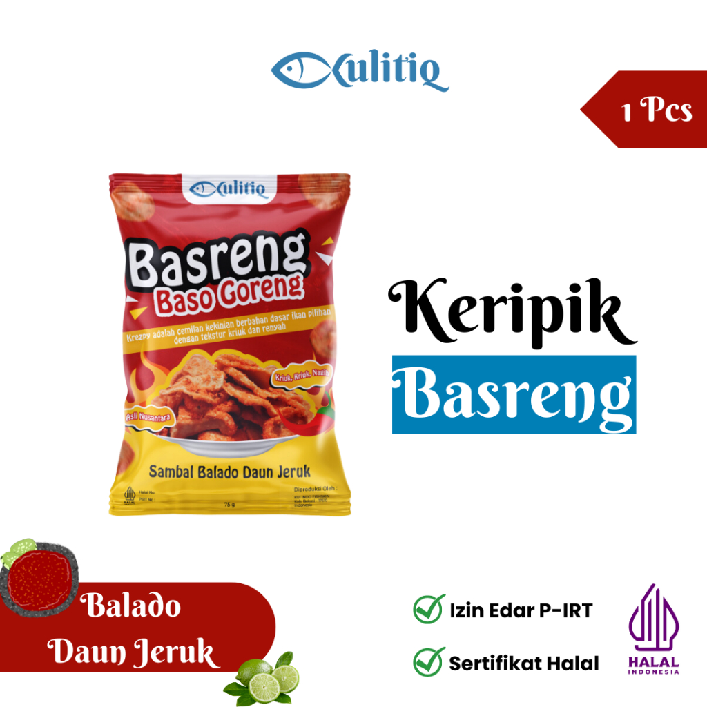 

Kulitiq Basreng : (Keripik Baso Goreng) - Balado Daun Jeruk 1 pcs