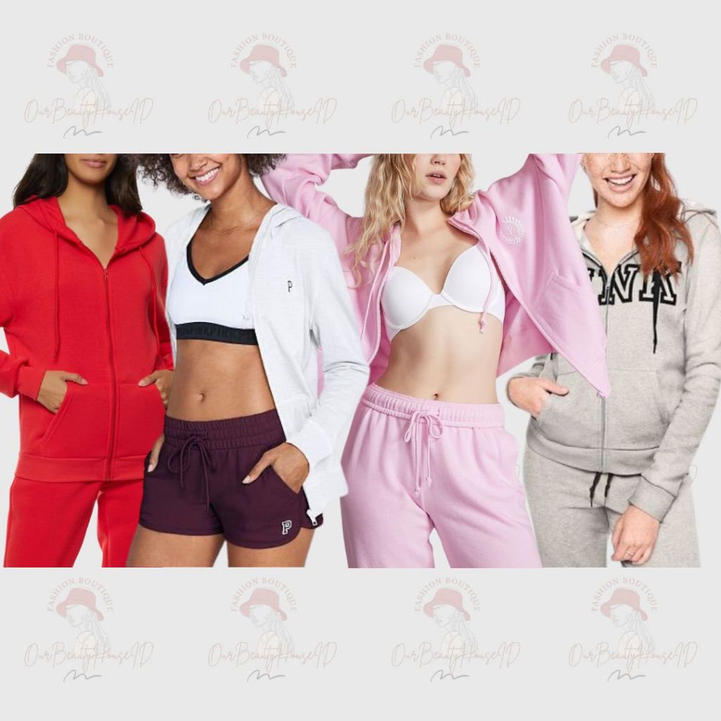 VS Jaket Wanita Logo Zip Fullzip Hoodie Lightweigth Relaxed