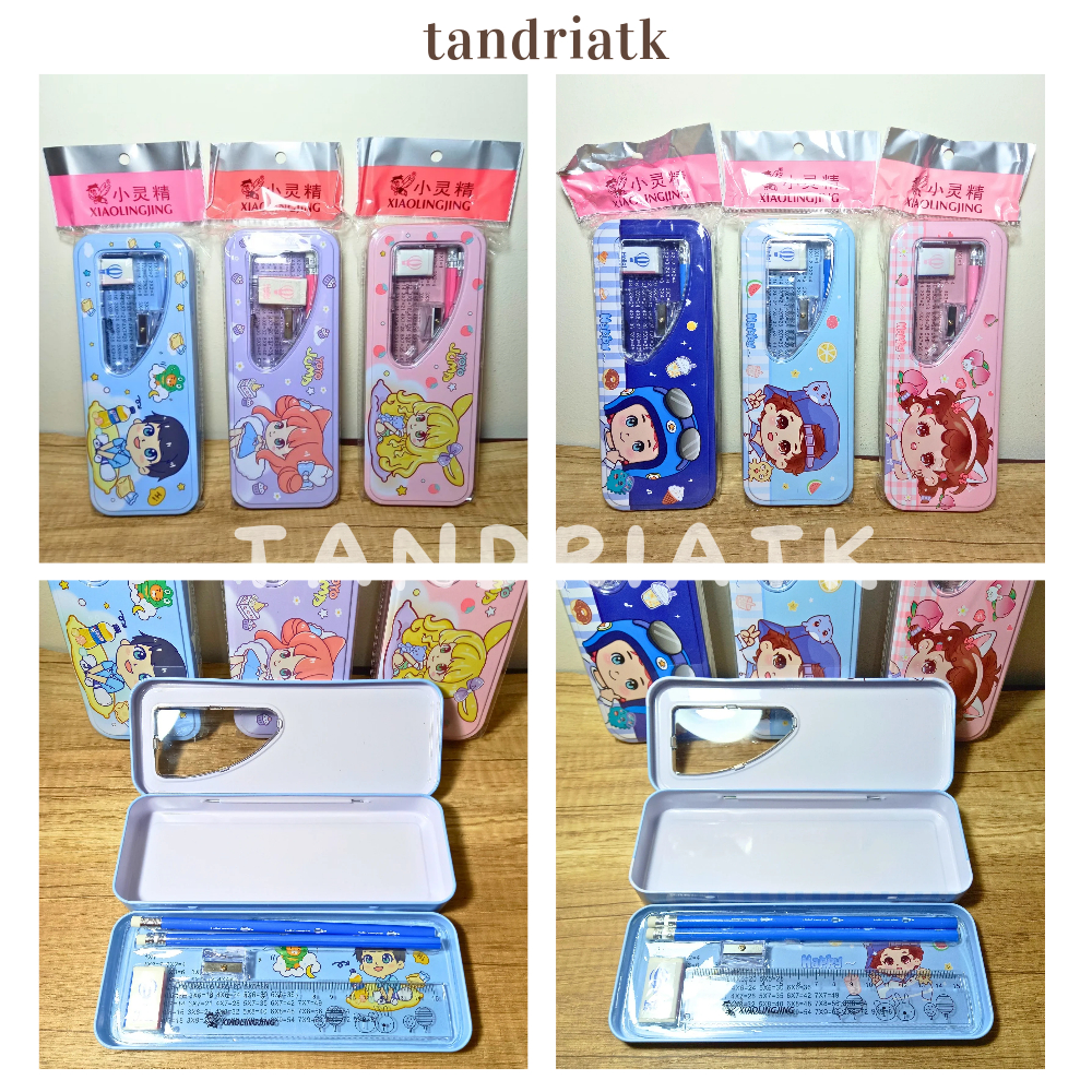 

Tempat Pensil Kaleng Susun 2 Tingkat Stationery Set Isi Alat Tulis IMPORT XIAO LING JING B-560