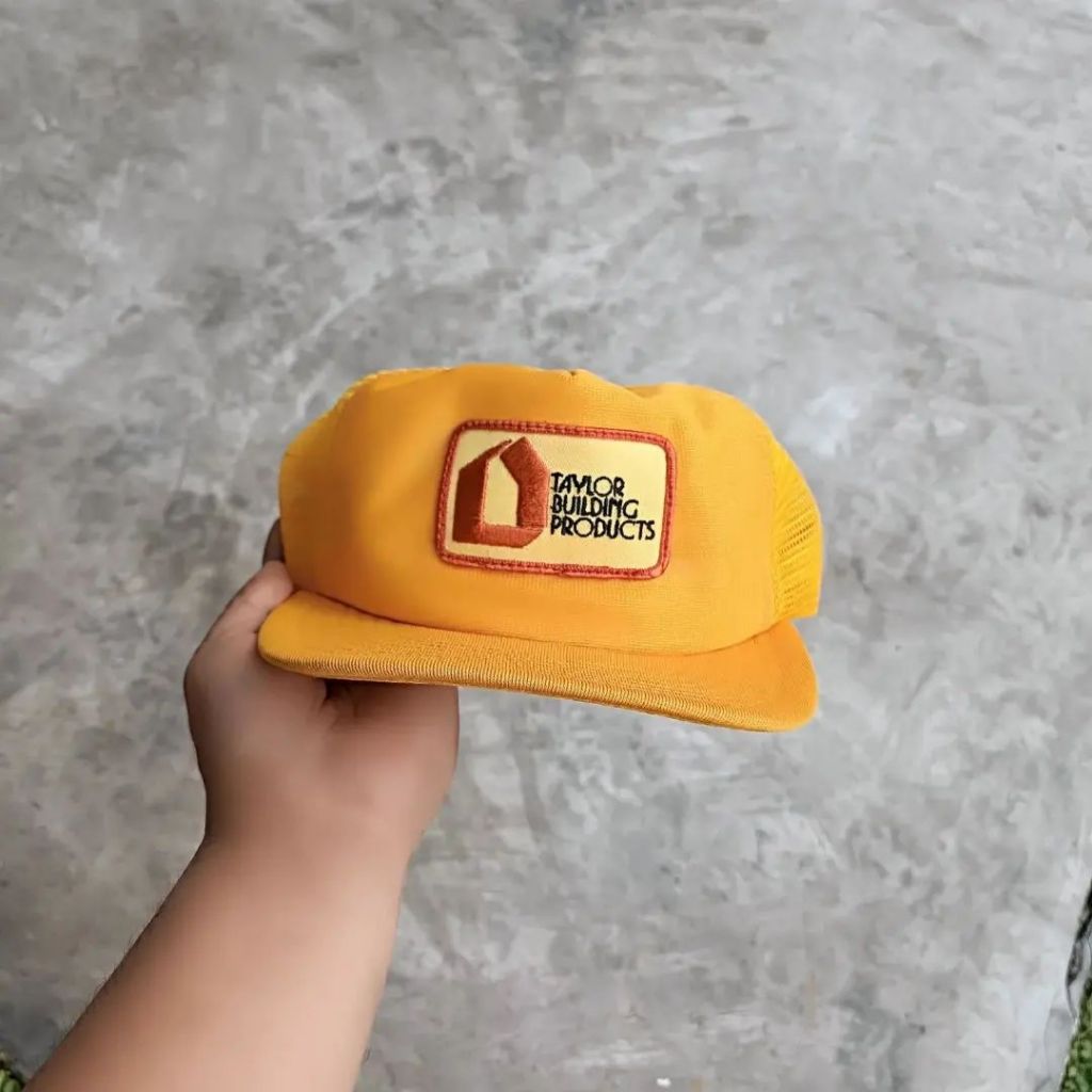 Topi Trucker Jaring Import Vintage Unisex Pria Wanita Taylor Building Original Made in USA