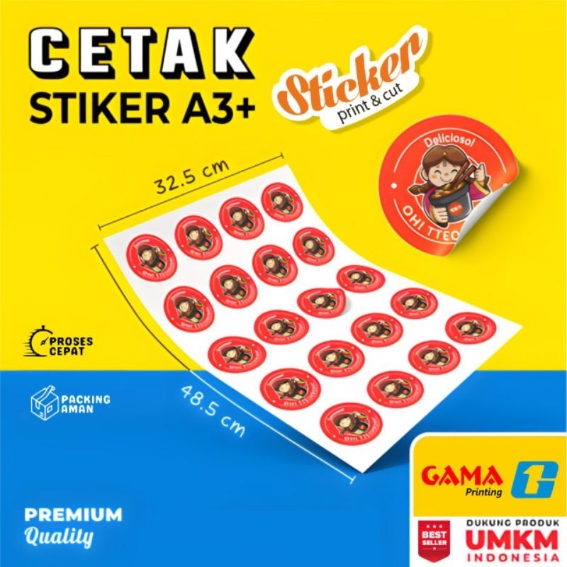 

Cetak Stiker Label Kemasan Makanan Custom Sehari Jadi Ukuran A3+ Kisscut