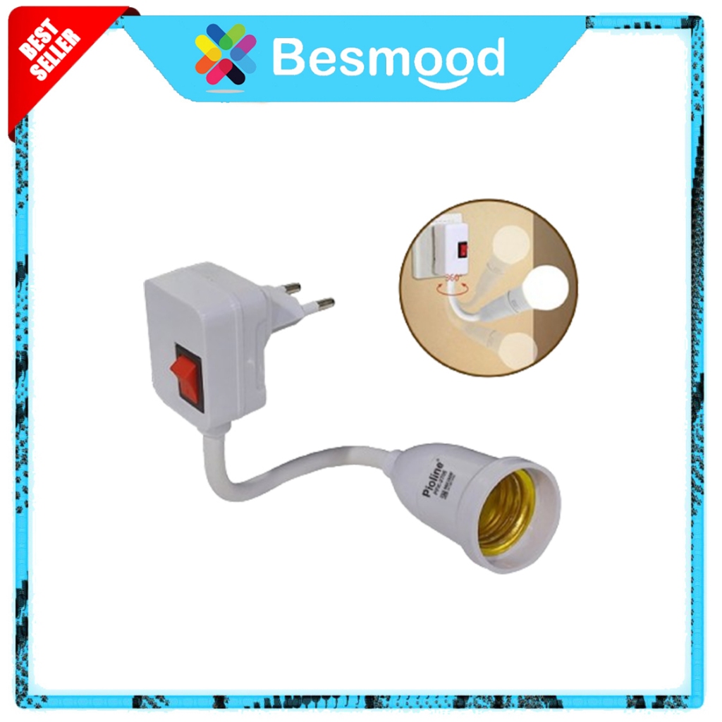 Besmood Fiting Lampu Fleksibel Plus Switch On/Off Colokan Ke Listrik