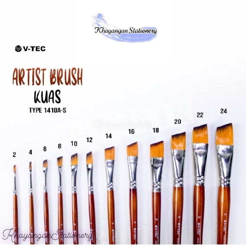 

V-Tec Kuas Lukis/Artist Brush 1410A-S Angular no 0-24 Satuan-KhayanganStationery