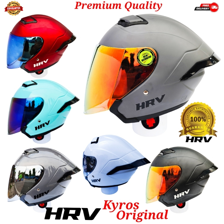 HELM HALF FACE HRV MAXIMO SOLID DAN HKM  ORIGINAL100% PAKET GANTENG BONUS SPOILER  PREMIUM SNI ( COD