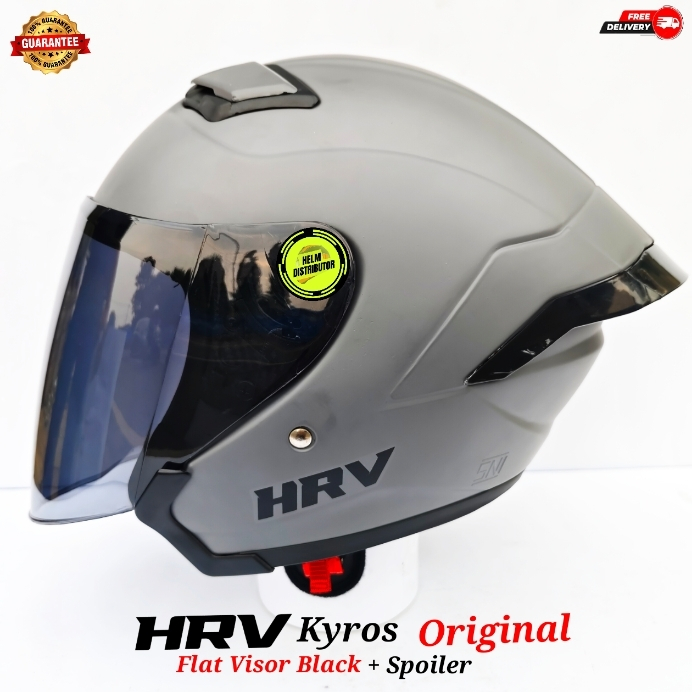 HELM HALF F HRV O SOLID DAN HKM ORIGINAL100% PAKET GANTENG BONUS SPOILER PREMIUM SNI