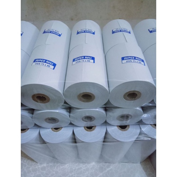 

KODE B42R KERTAS KASIR SETRUK HVS 1PLY 75x6mm paket 1 roll Printer Dontmatrik