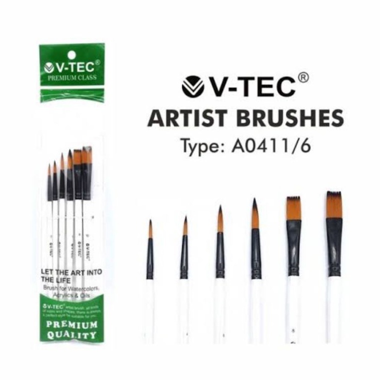

KODE E77L VTec Brushes A4116 Kuas VTec Beragam Model Isi 6 Pcs