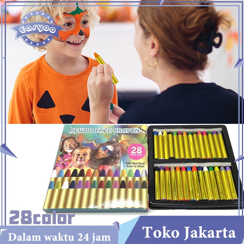 

KODE V75U 28 Warna Face And Body Painting Untuk Halloween Crayon Wajah Dan Badan