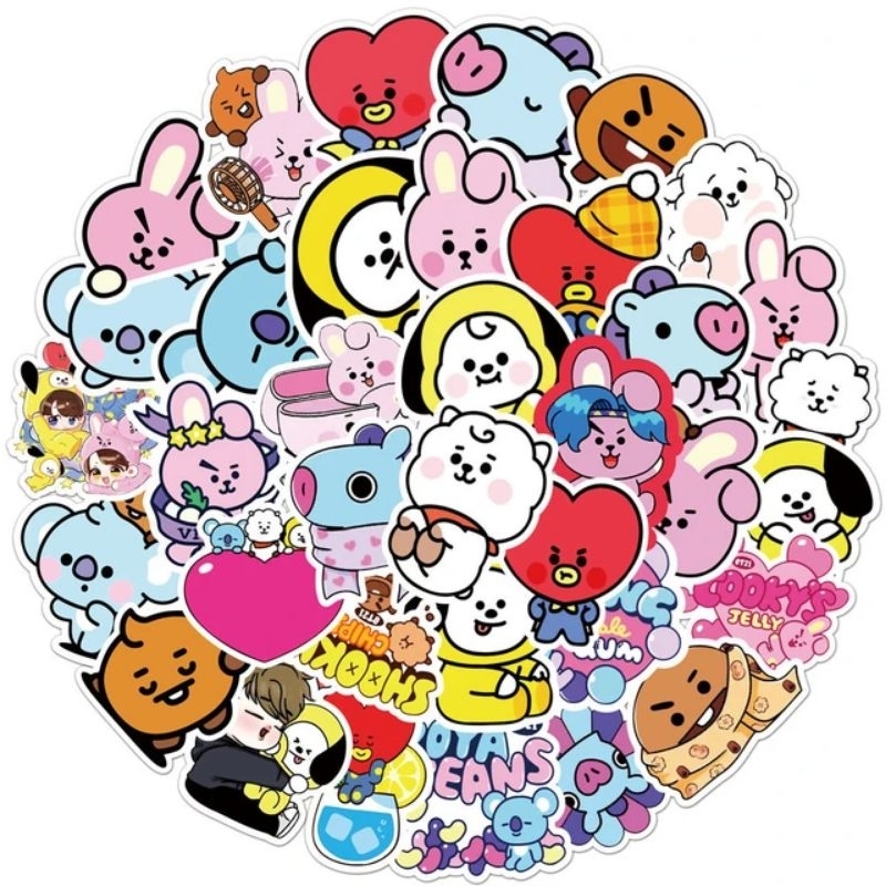 

50 pcs stiker motif BTS BT21 Sticker naruto anti air dekorasi