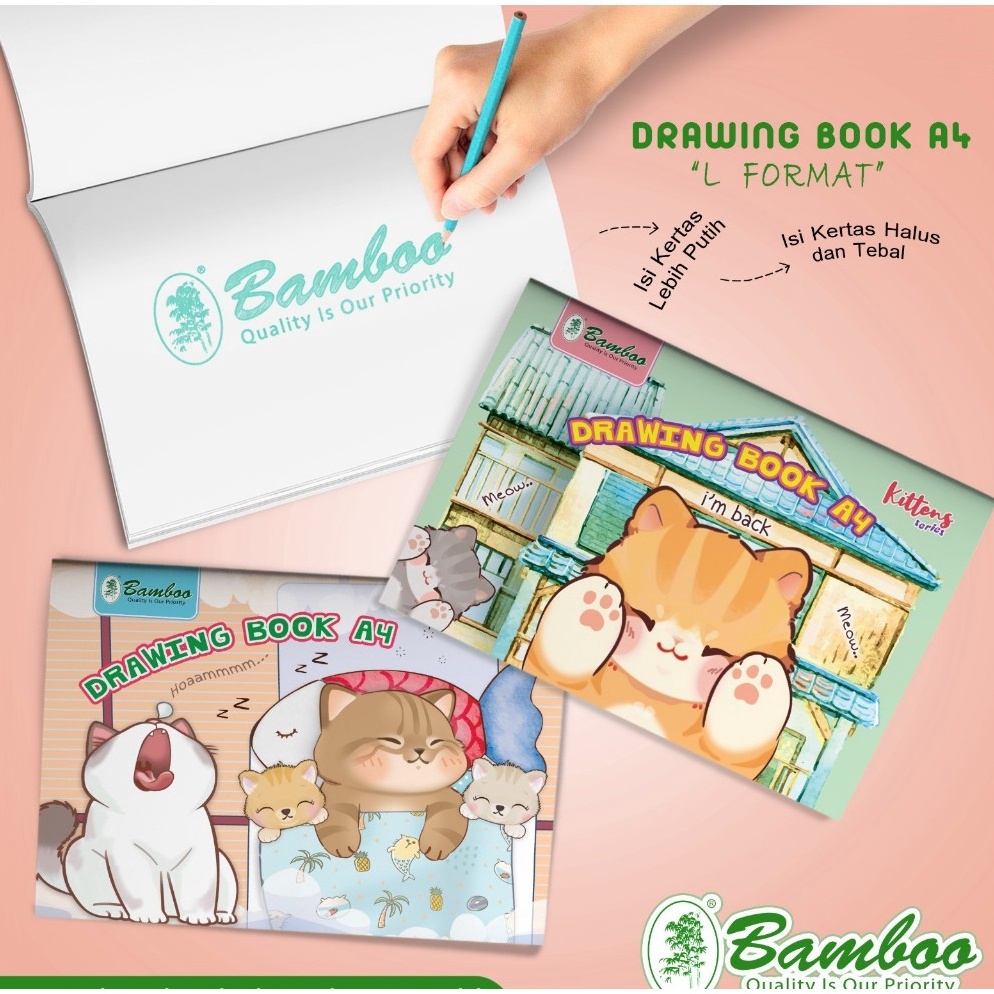 

KODE J58C Bamboo Buku GambarDrawing Book L Format uk A41 Pcs