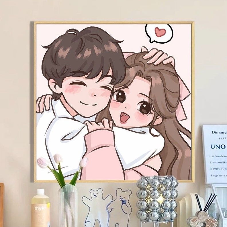 

KODE N9Q Paint By Number Kit Couple DIY Paint Kit with Frame 2 x 2 Digital Painting