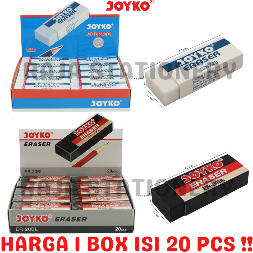 

KODE P57E JOYKO ERASER BLACK WHITE PENGHAPUS JOYKO BESAR PUTIH HITAM UJIAN B2 2BL 2PCS