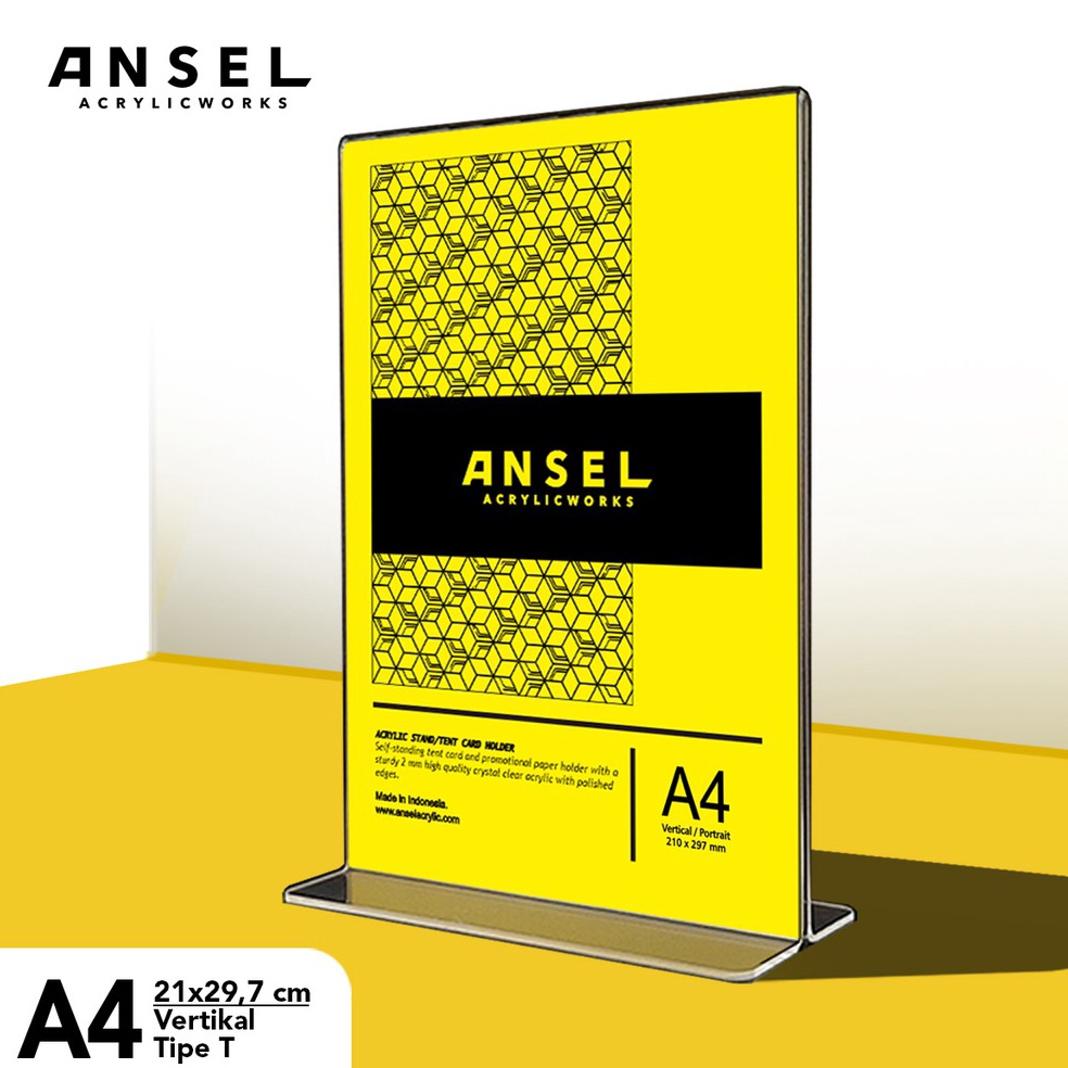 

KODE H63O ANSEL Tent Holder Akrilik Tipe T A4 Vertikal 21x297 cm Acrylic Display