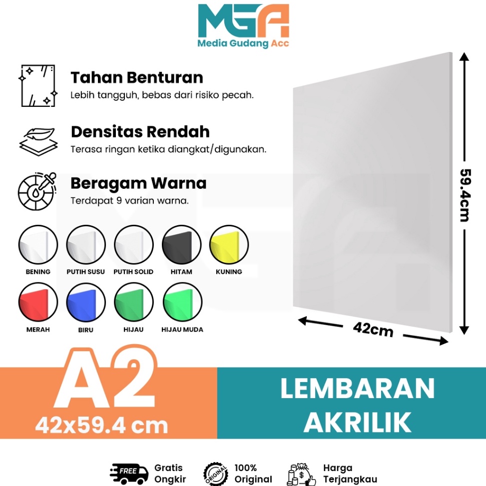 

KODE S97R AKRILIK LEMBARAN A2 15MM 2MM ACRYLIC SHEET TRANSPARAN WARNA GROSIR BERKUALITAS