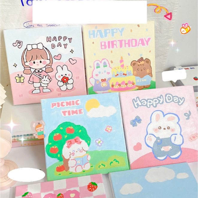 

PRODUK TERBARU DIY Canvas Painting By Number Kanvas 2x2 mewarnai dengan huruf free cat dan kuas