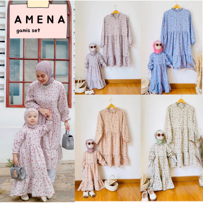 Ameena Gamis Set - Little Aruma - Family Set - Gamis Anak Perempuan dan Tunik Dewasa Bahan Rayon