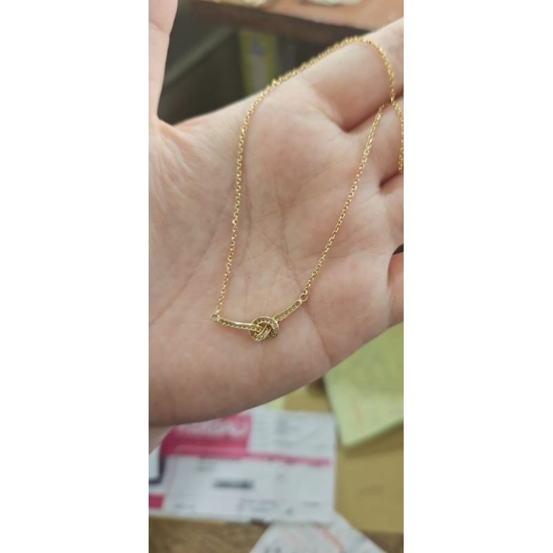 kalung koye love liontin tulisan love full mata putih emas asli 420 muda
