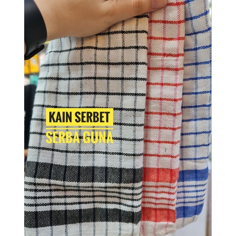 KAIN SERBET KATUN SERBAGUNA / KAIN LAP PIRING MURAH / KAIN SERBET KOTAK KOTAK