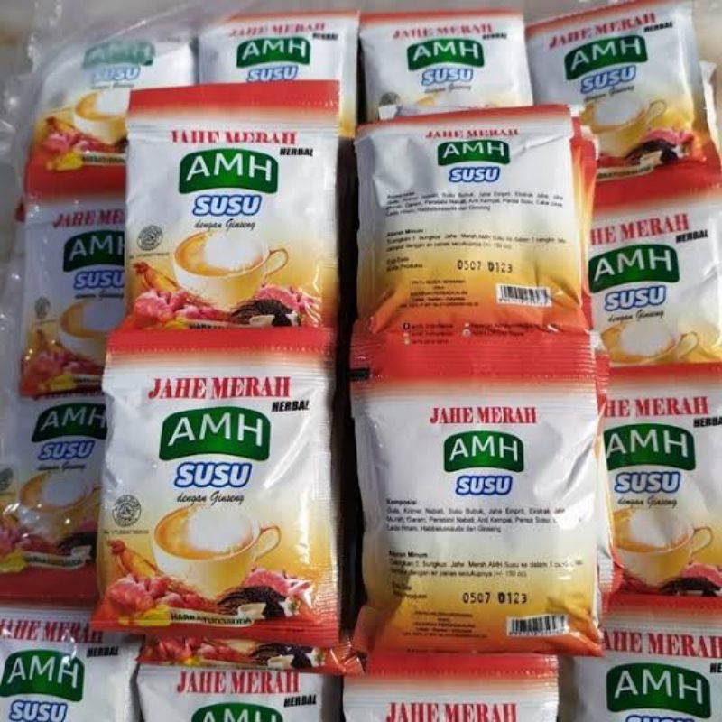 

[ AMH SUSU 1 Renteng 10 PCS ] Jahe merah + Susu, Habbatussauda & Gingseng | Jahe Merah Susu