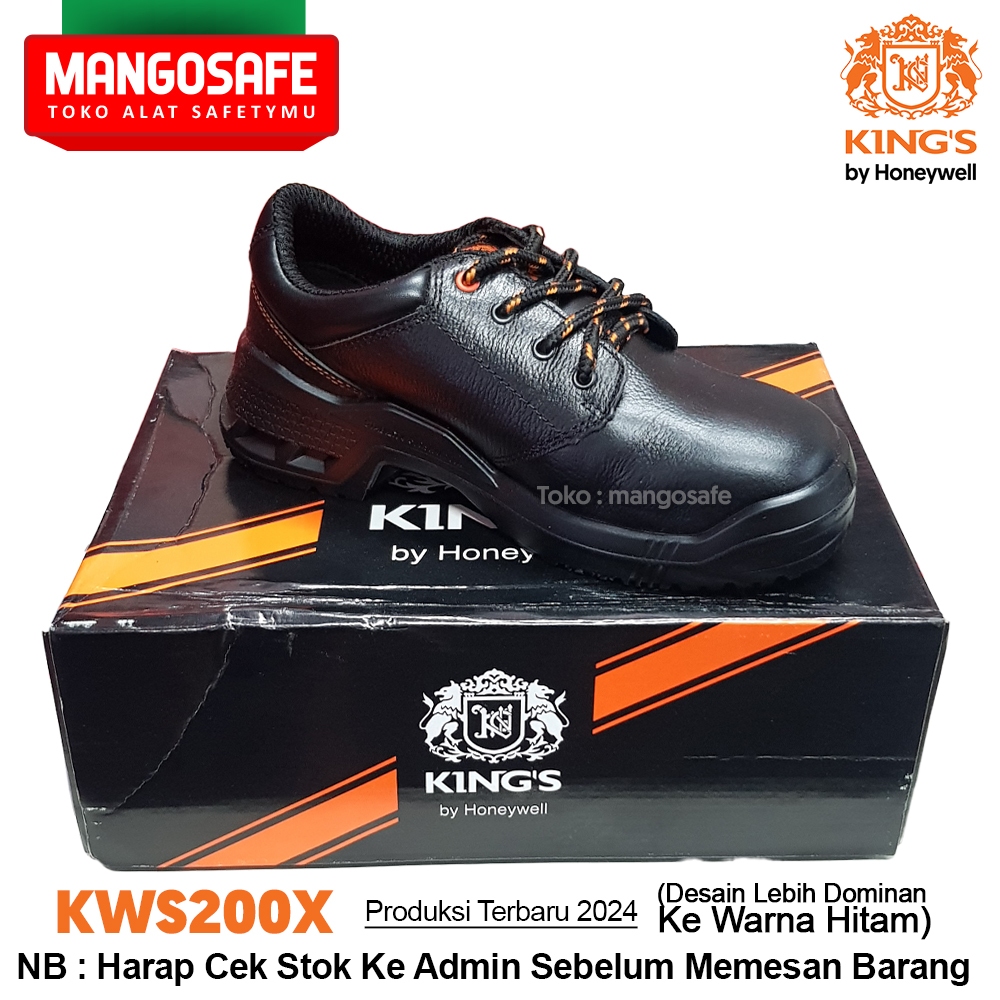 Sepatu Safety KINGS by Honeywell KWS 200 X / KWS200 X Sepatu Pendek Bertali Hitam Tapak PU / Sepatu 