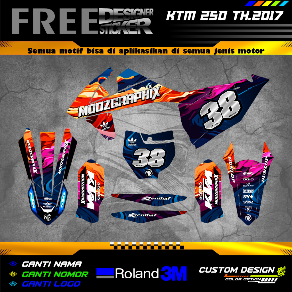 DECAL STIKER MOTOR KTM 250 TAHUN 2017-2019 FULL BODY