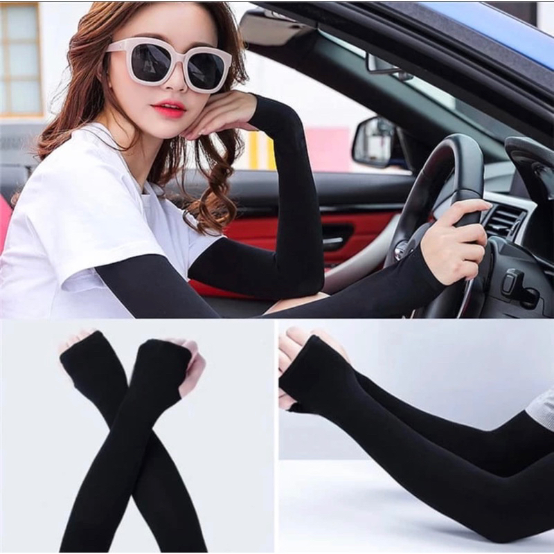 Manset Tangan Anti UV Lengan Panjang / Handsock Polos Manset Pria Wanita / Manset Jempol Sarung Tang