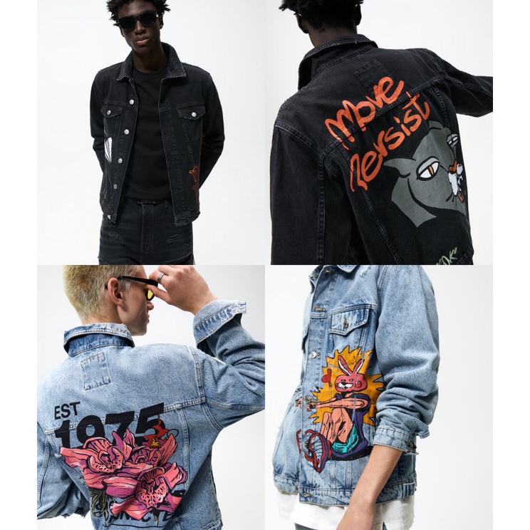 Buruan Bayar  ZARA GRAFFITI PRINT DENIM JACKET