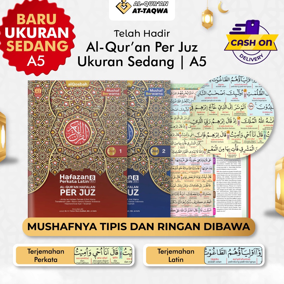 Makin murah Mushaf Alquran Per Juz 3 Buku Perkata Latin Ukuran A5 dan Terjemahan