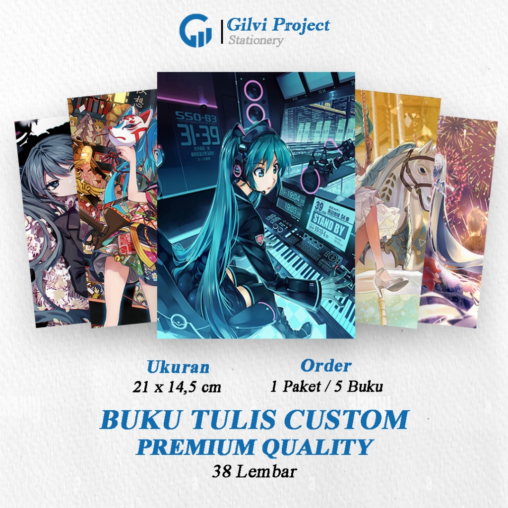 

Buku Tulis Sekolah Custom Tema HATSUNE MIKU Bergaris 38 Lembar 1 Pak Isi 5 Buku/ Buku Tulis Anime/ Buku Aesthetic/ Buku Catatan