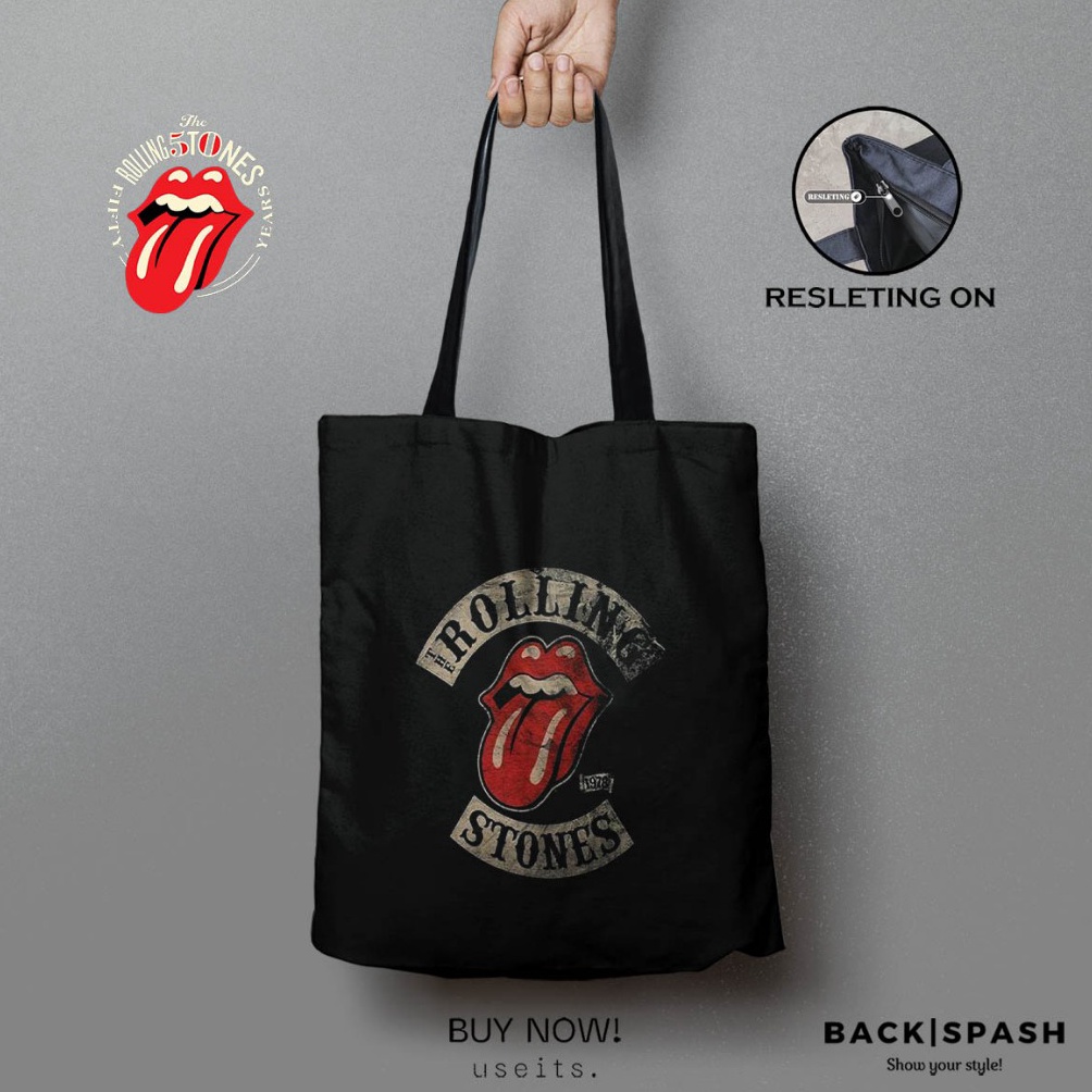 KODE C34B Totebag Band The Rolling Stones  Totebag Tas Band The Rolling Stones Custom Pria Wanita TH