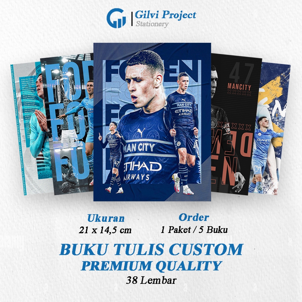 

Buku Tulis Sekolah Custom Tema Sepak Bola PHIL FODEN Bergaris 38 Lembar 1 Pak Isi 5 Buku/ Buku Tulis Anime/ Buku Aesthetic/ Buku Catatan