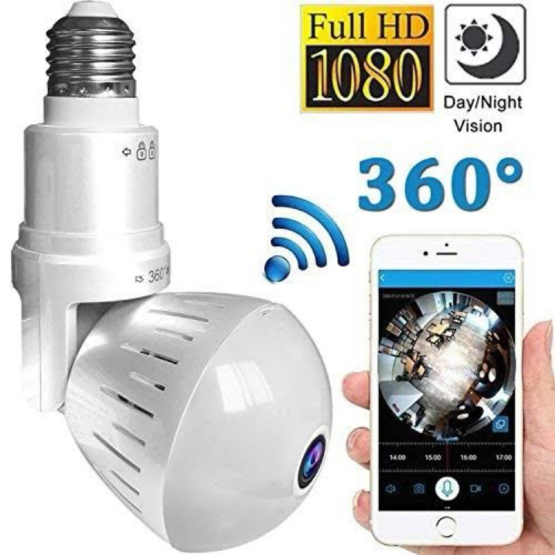 TERMURAH.. - Kamera LAMPU CCTV Berkualitas TERANG IP Wifi HD 1080p 360 Derajat Lampu Bohlam