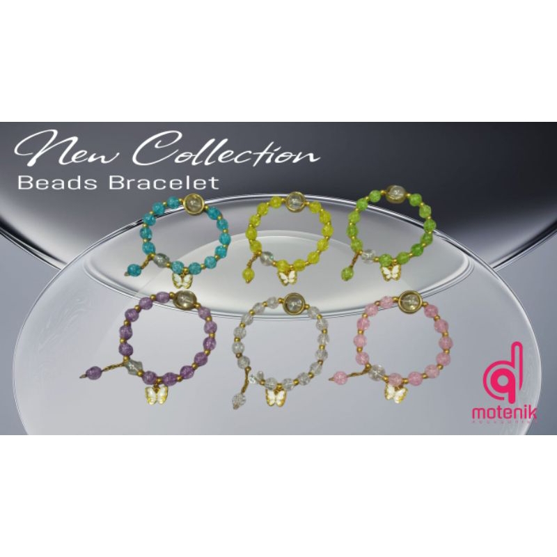 Gelang Crystal Mote Crystal Bead Bracelet Gelang Fashion Mote Kristal Liontin Butterfly