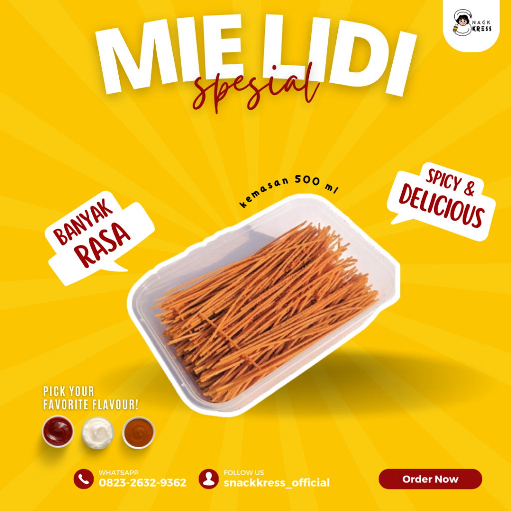 

Mie lidi Pedas Daun Jeruk 250 gr