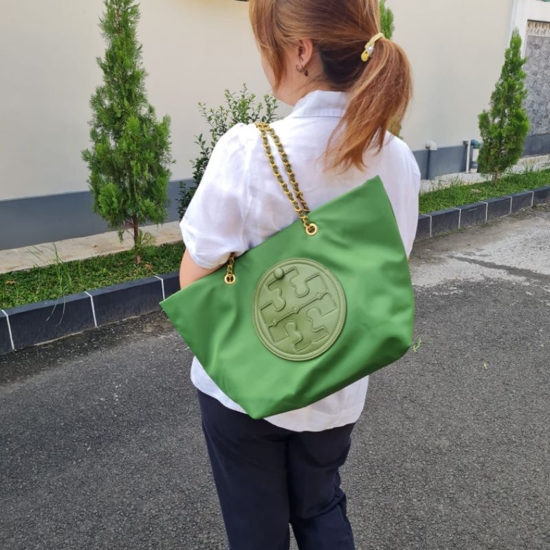 Tas branded Import Premium II Tote bag Chain TB Tory Burch Ella NiLon Halus (Uk29cm Atas 45cm)