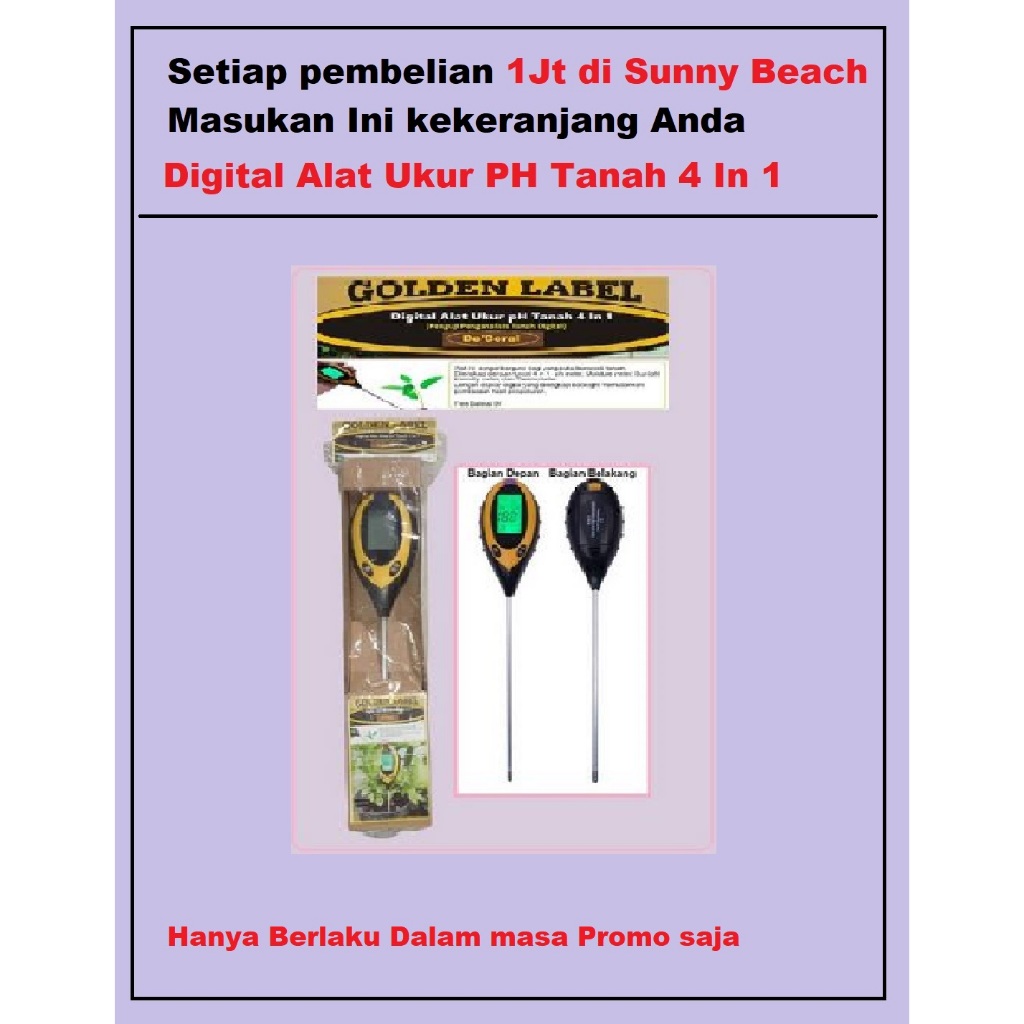 Setiap Pembelian 1jt di Sunny Beach Masukan Ini Kekeranjang Anda Digital Alat Ukur PH Tanah 4 In 1 H
