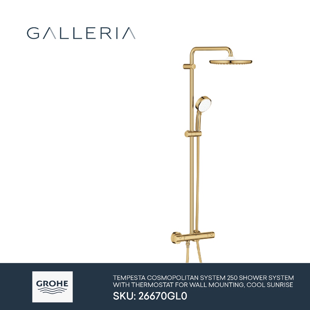 Grohe Tempesta Cosmopolitan 250 Shower System W/ Thermostat 26670GL0 / Grohe Shower